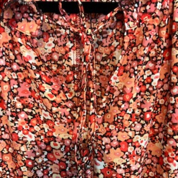 OPT pinks, reds and orange Floral loose fitting Midi dress size XS - Picture 3 of 5